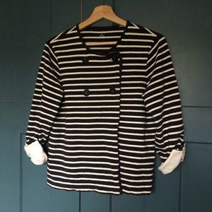 Lands End Navy stripe sailor jacket